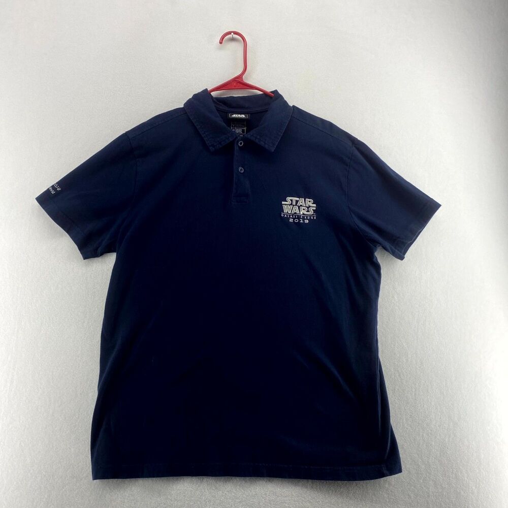 Disney Star Wars Galaxys Edge 2019 Polo Shirt L Navy Blue Cotton Disney World